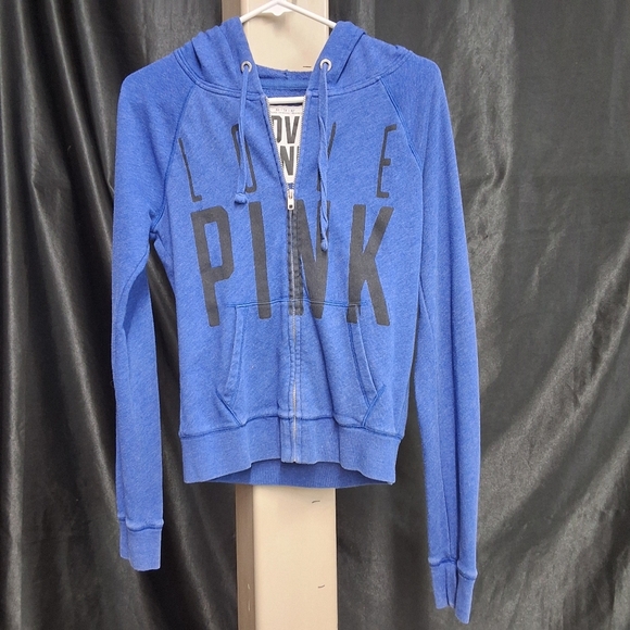 PINK Victoria's Secret Blue and Black Sweatshirt - Picture 7 of 10